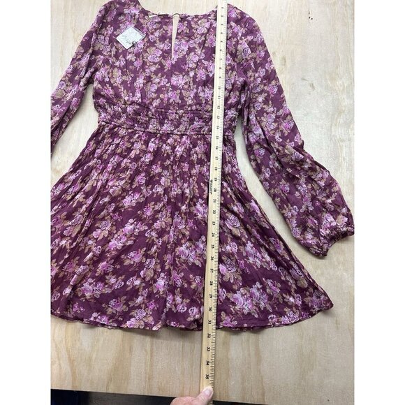Free People Keep You Floral Print V-Neck Long Sleeve Mini Dress, Size XS Smocked - Picture 5 of 6